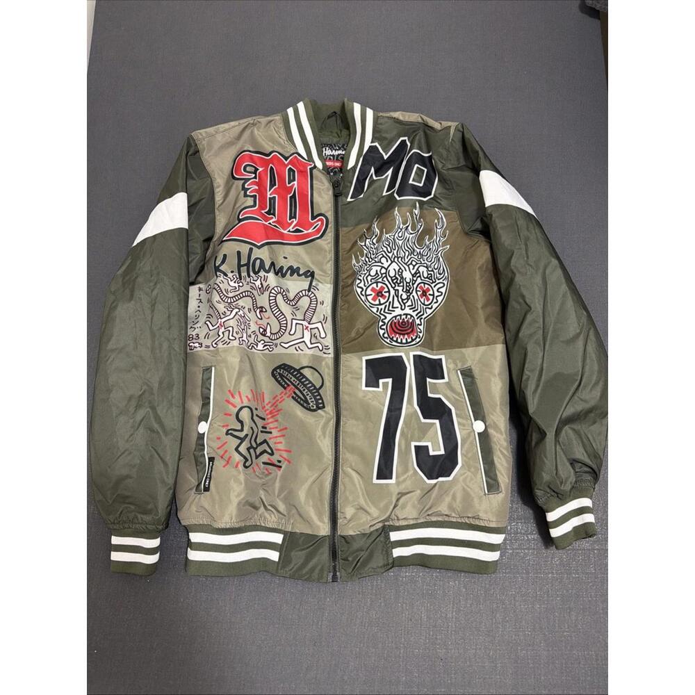 New Members Only Keith Harring Collab Varsity Zip Up Jacket Men's L NWT